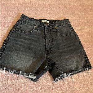 Wrangler Black Jean Shorts Distressed Frayed Hem
